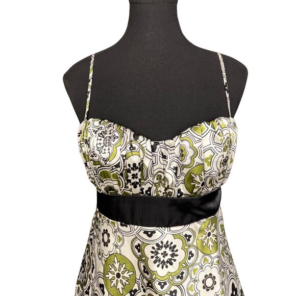 Vintage Y2k Floral Mini Dress, Satin Finish, Empire Waist, Semi Formal - Picture 3 of 10